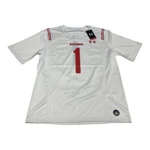 NWT Men's Wisconsin Badgers White Blank Under Armour Football Jersey NCAA Size M